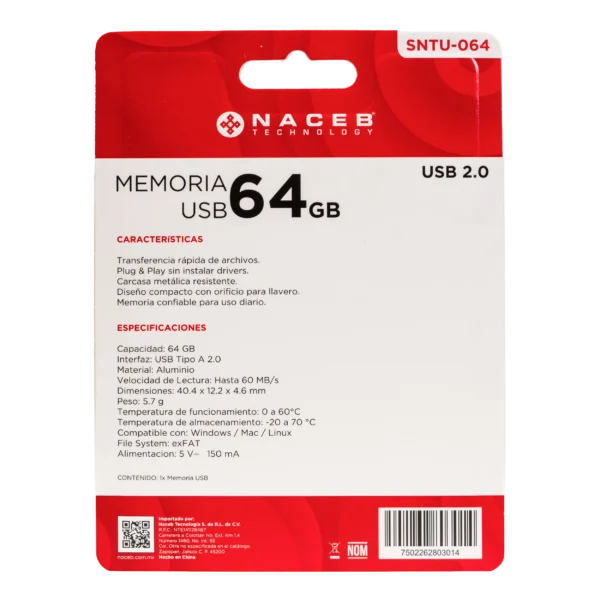 Memoria USB Naceb Technology STNU-064 imagen 1